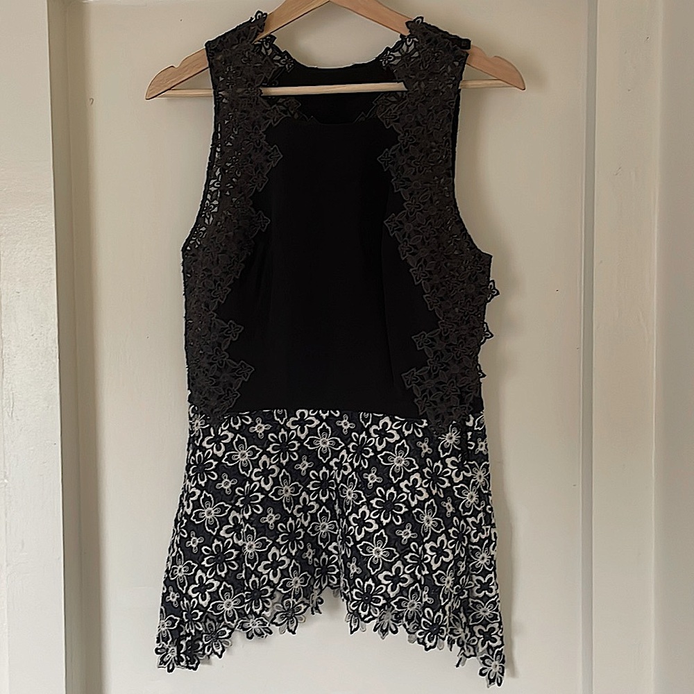 Phillip Lim Lace Peplum Patchwork Tank, Size 4